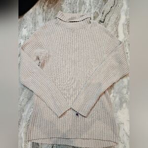 Croft & Barrow Ribbed Cotton Sweater Women’s XL Mock Neck Beige Long Sleeve